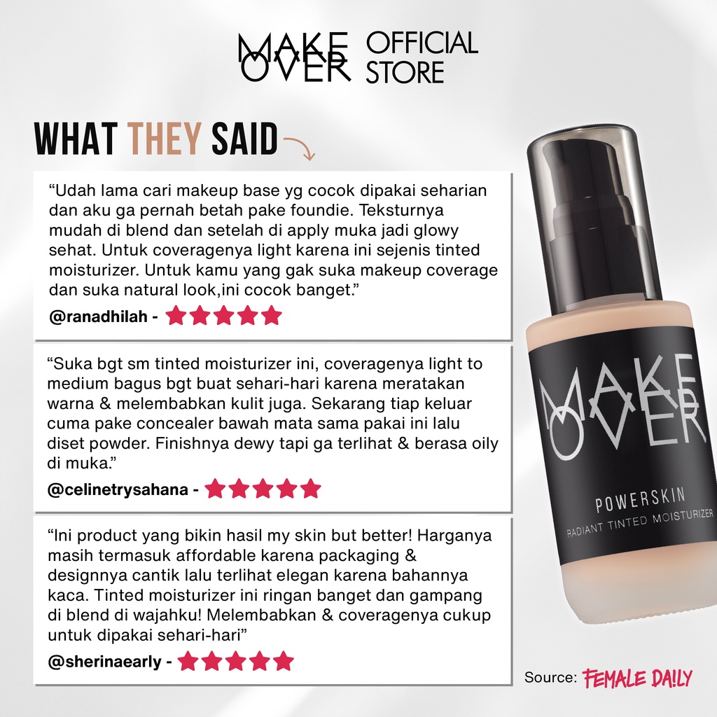 MAKE OVER Powerskin Radiant Tinted Moisturizer 40 ml - Face Moisturizer - Gambar 4