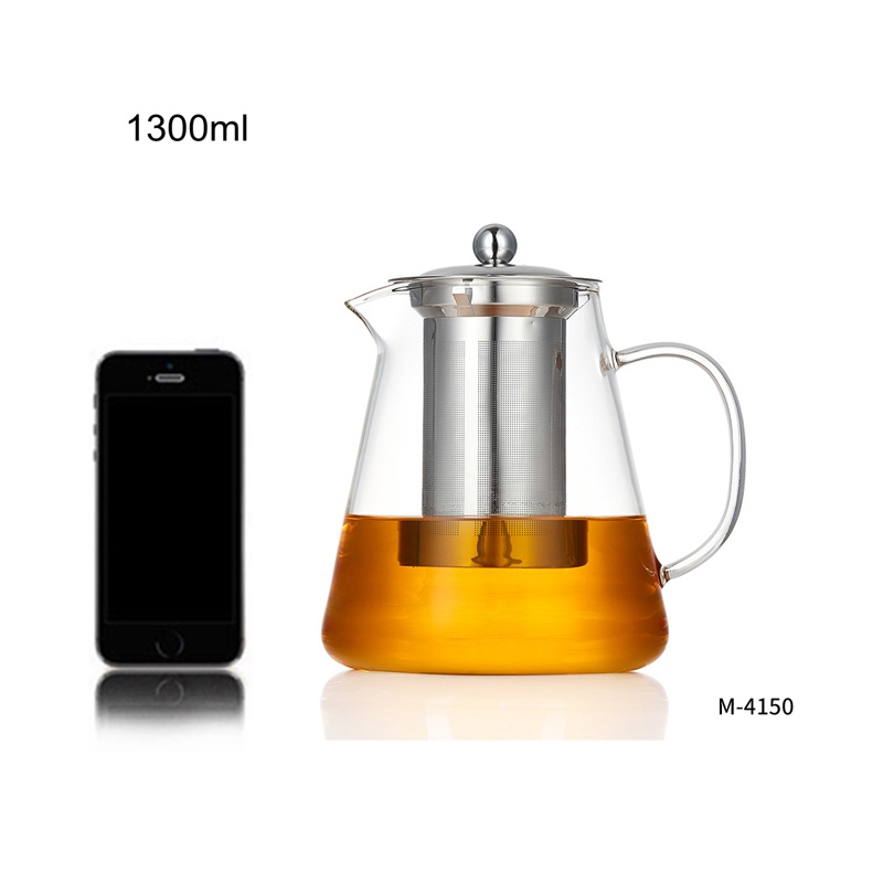 1300 Ml High Borosilicate Glass Teapot Kettle Set with Stainless Steel  Filter Lid - China Tea Pot Set and Round Glass Teapot with Cup price