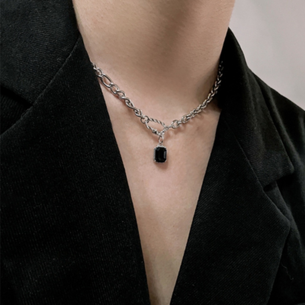 Necklace men's fashion high sense collarbone chain dark wind titanium ...