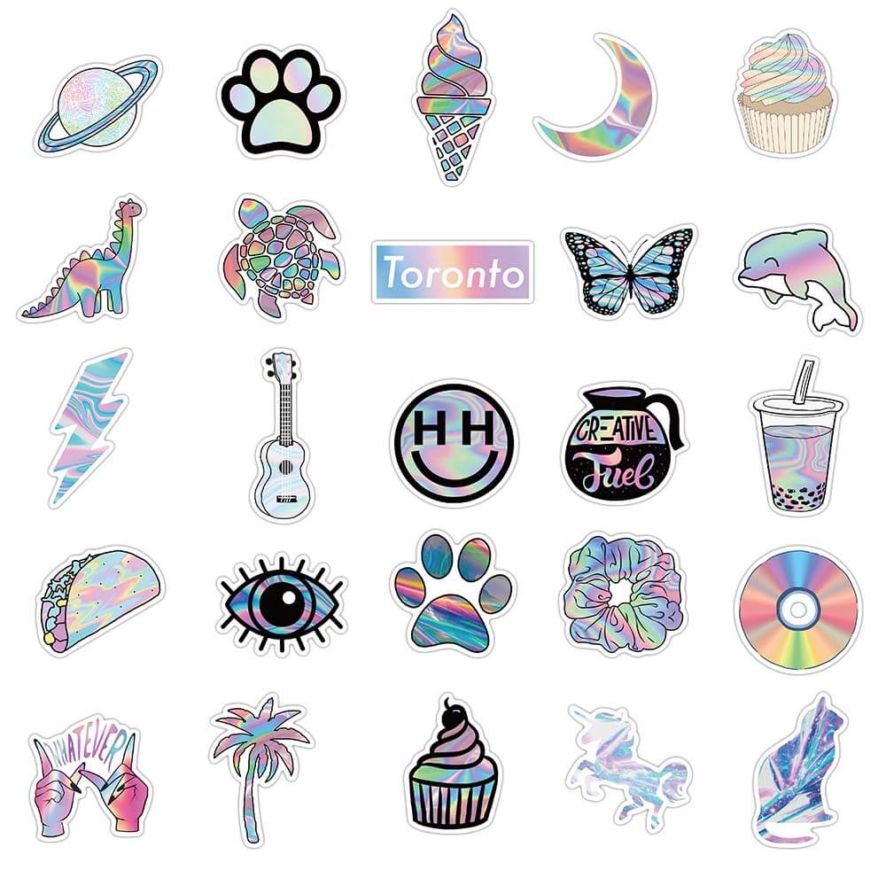 [Large stickers]50pcs Mixed VSCO Holographic Laser Cartoon Stickers for ...