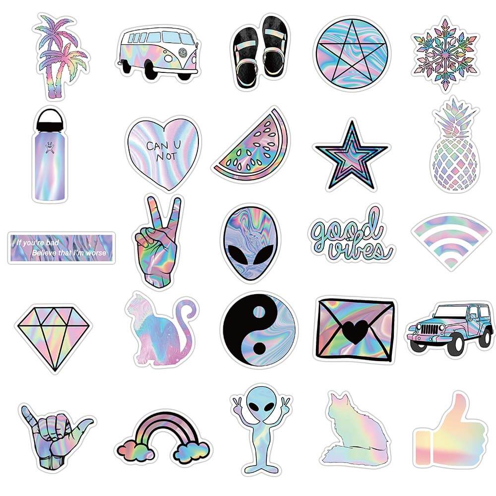 [Large stickers]50pcs Mixed VSCO Holographic Laser Cartoon Stickers for ...