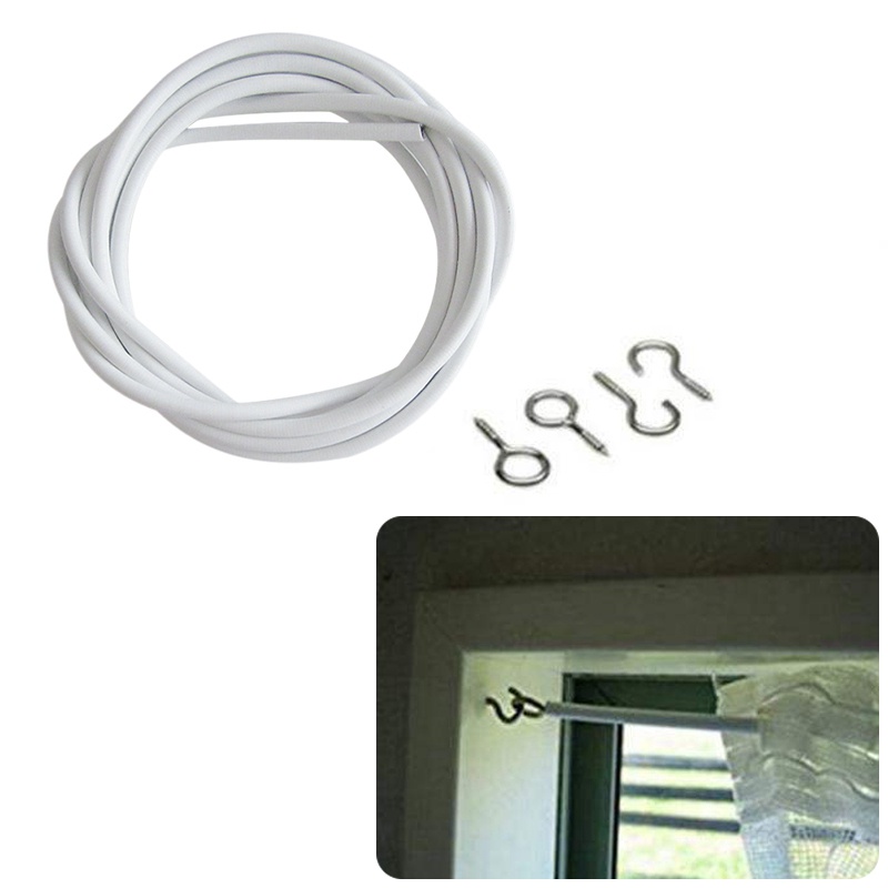 2m Adjustable Curtain Rope with 4 Bolts Storage Window Living Room ...