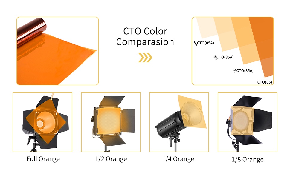 Selens 4PCS Lighting Color Gels CTO Photo Lights Gel Filters 40 50cm 
