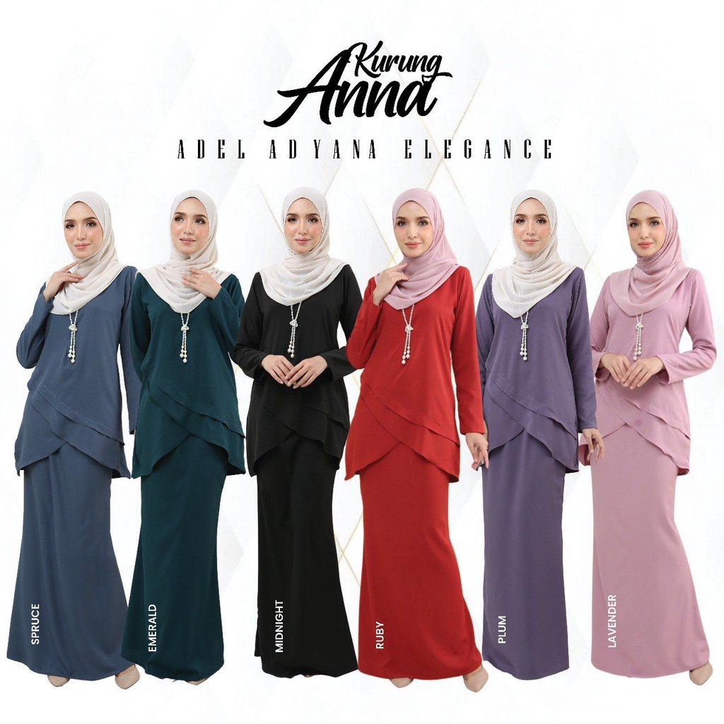 Anna Baju Kurung Modern 2023 Plain Empty Muslimah Fashion By Adel Hari ...