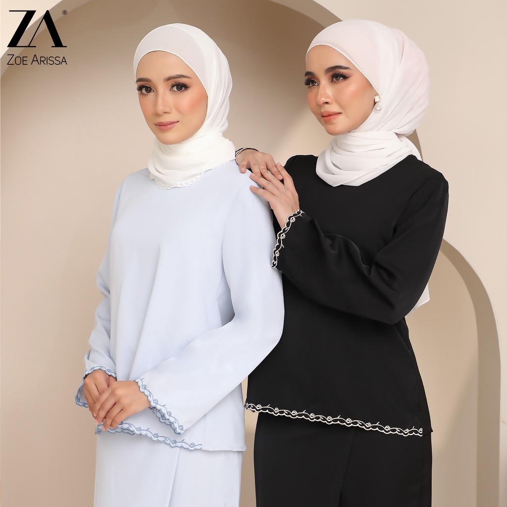 BAJU KURUNG SULAM LACE Baju Raya 2023 KURUNG KEDAH PASTEL BARU PLAIN ...