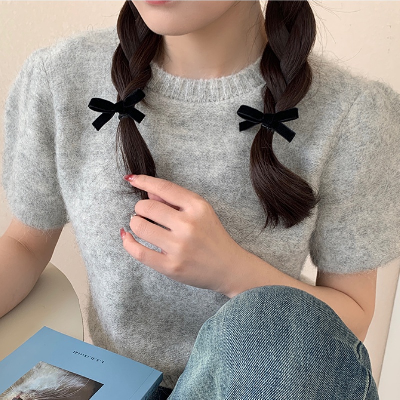 Roselife Korean 1 Pc Black Velvet Bowknot Hair Bow Scrunchies for Women ...