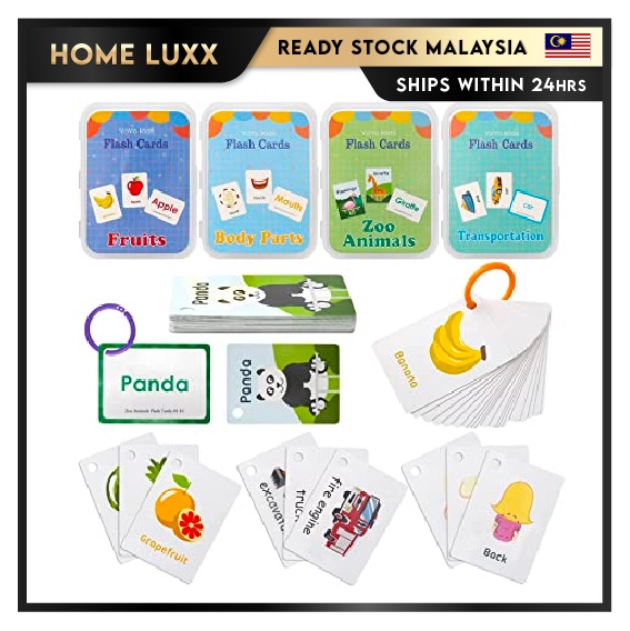 Portable Reading Flash Cards Kid Preschool Toddlers Early Learning Sight Words Flash Cards Box