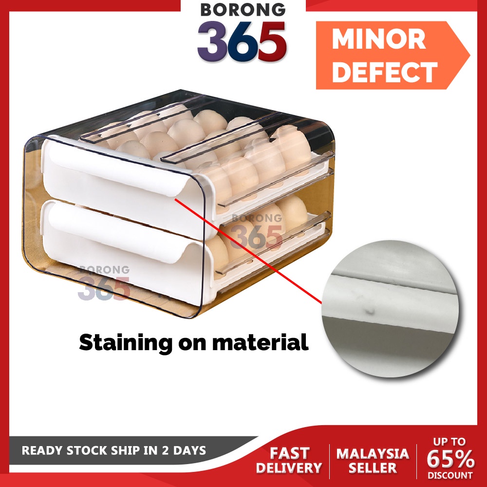 [MINOR DEFECT] Borong365 Transparent Double Drawer Egg Storage ...