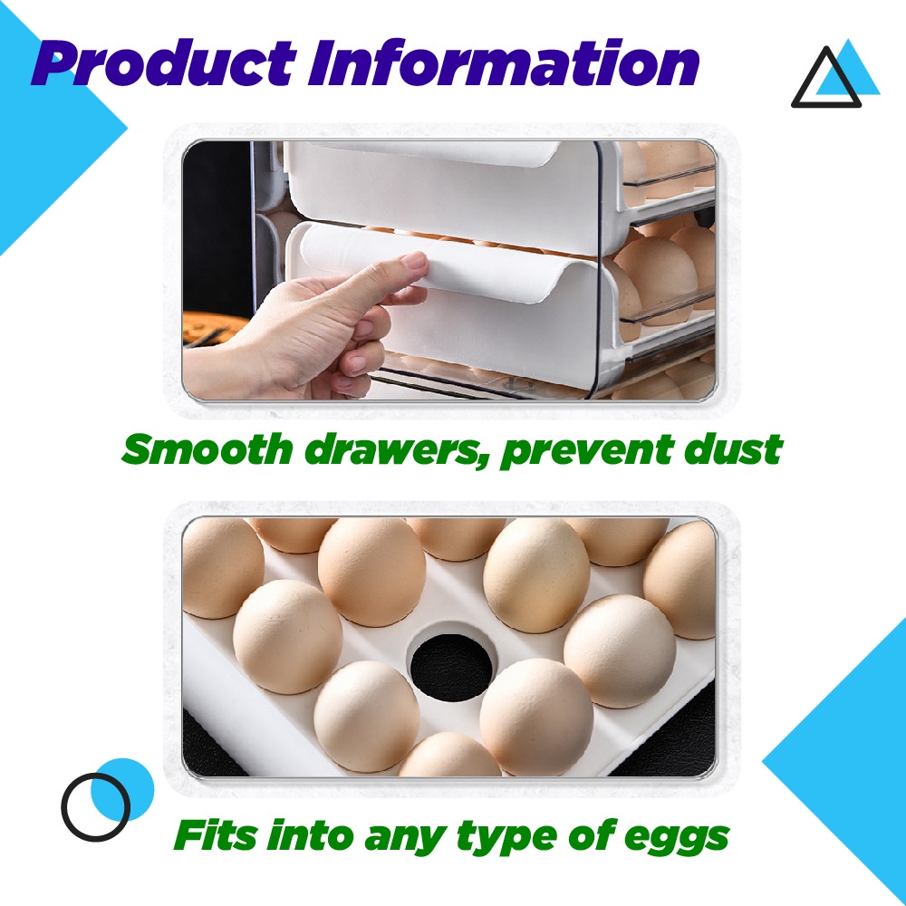 [MINOR DEFECT] Borong365 Transparent Double Drawer Egg Storage ...