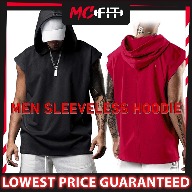 MCFIT Men Hooded Vest Summer Sports Casual Loose Sleeveless Top M 3XL Plus Size Men Sleeveless Hoodies Wide Type Shopee Singapore