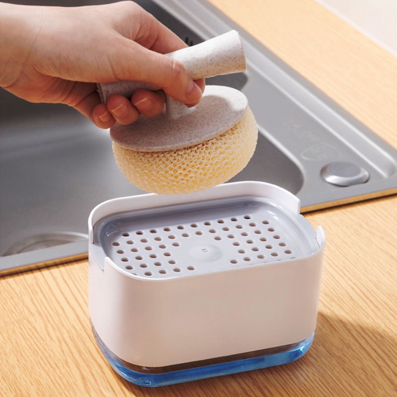 Kitchen Soap Dispenser Sponge Holder 2 in 1 Dish Wash Soap Box Liquid ...