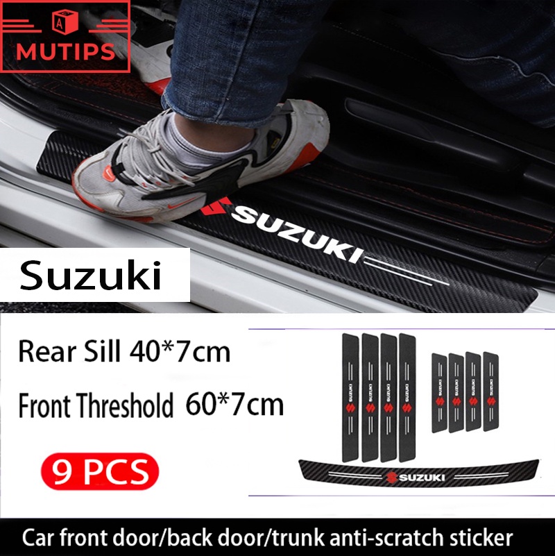 Suzuki 9Pcs Car Door Stickers Carbon Fiber Sill Protection Auto Scratch ...