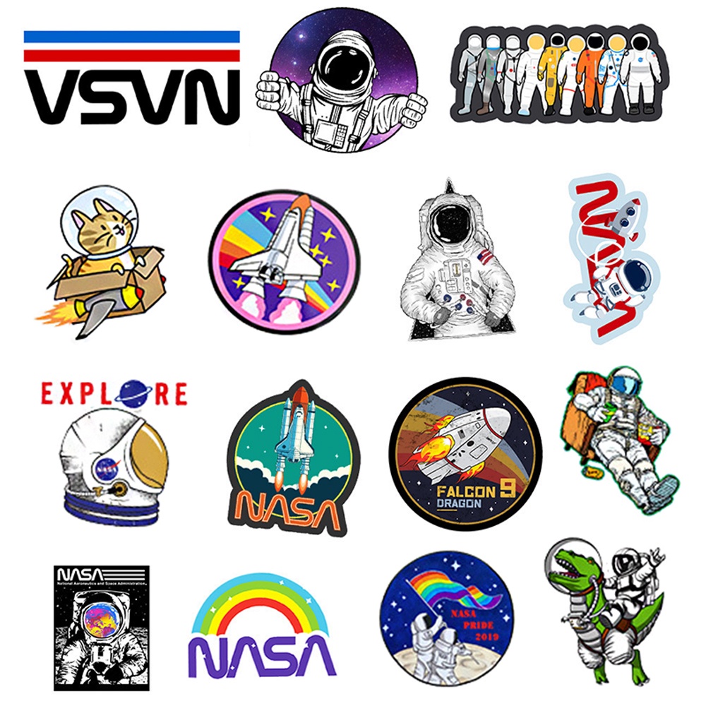MUYA 50pcs Outer Space Astronaut Stickers Waterproof Spaceman Graffiti ...