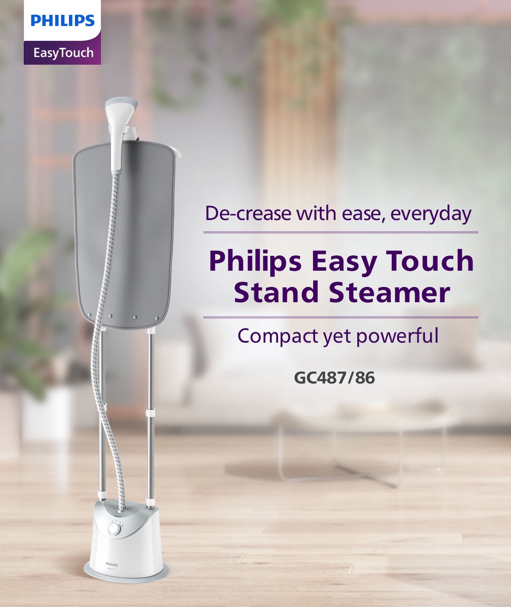 PHILIPS Easy Touch Stand Garment Steamer GC487/86, 1800W, StyleMat