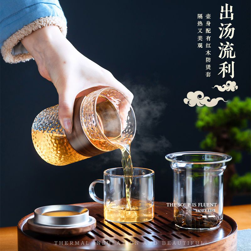 Hammered Glass Thickened Transparent Cup Tea Filter Water Separation ...