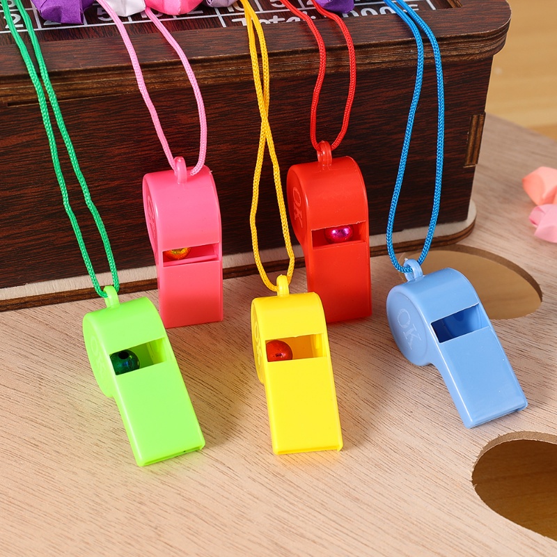 1PC Brilliant Colorful Portable Plastic Whistles with Lanyard Outdoors ...