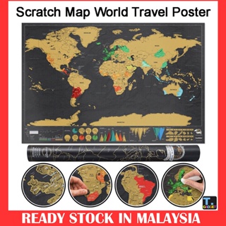 Deluxe Travel Edition Scratch Off World Map Poster Personalized Journal Log  