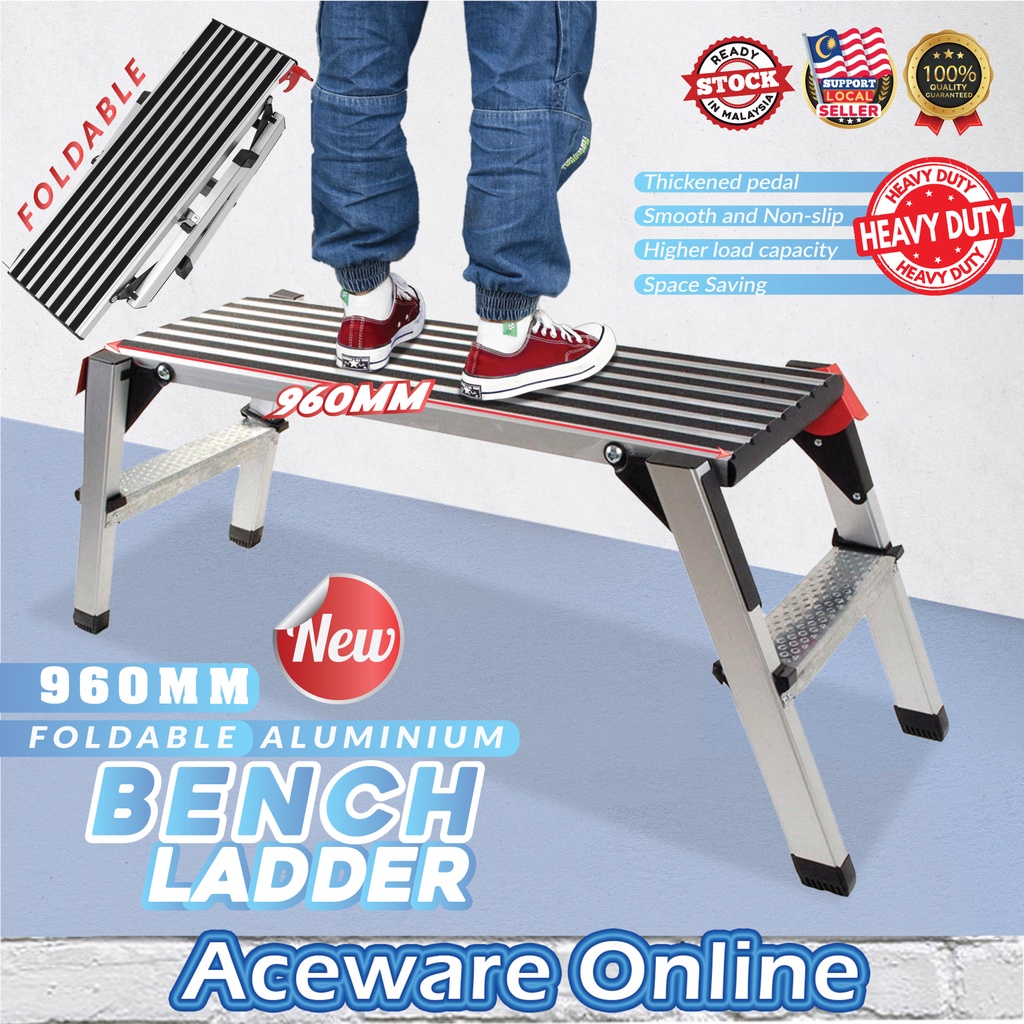 960MM Foldable Aluminium Bench Ladder Heavy Duty Bangku Tangga Lipat ...