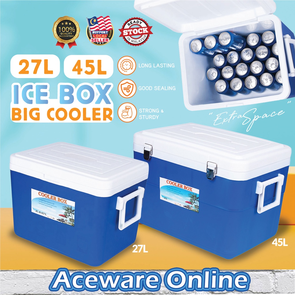 27L 45L Big Cooler Ice Box Heavy Duty Storage Portable Cold Box Icebox