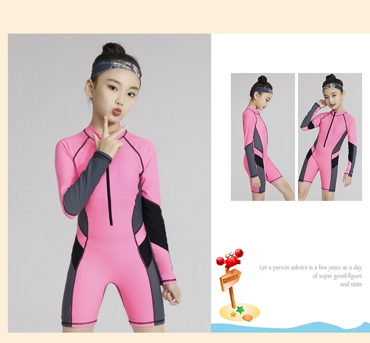 Girls Professional Swimwear Long Sleeve Rash Guard Racing Swimwear One ...