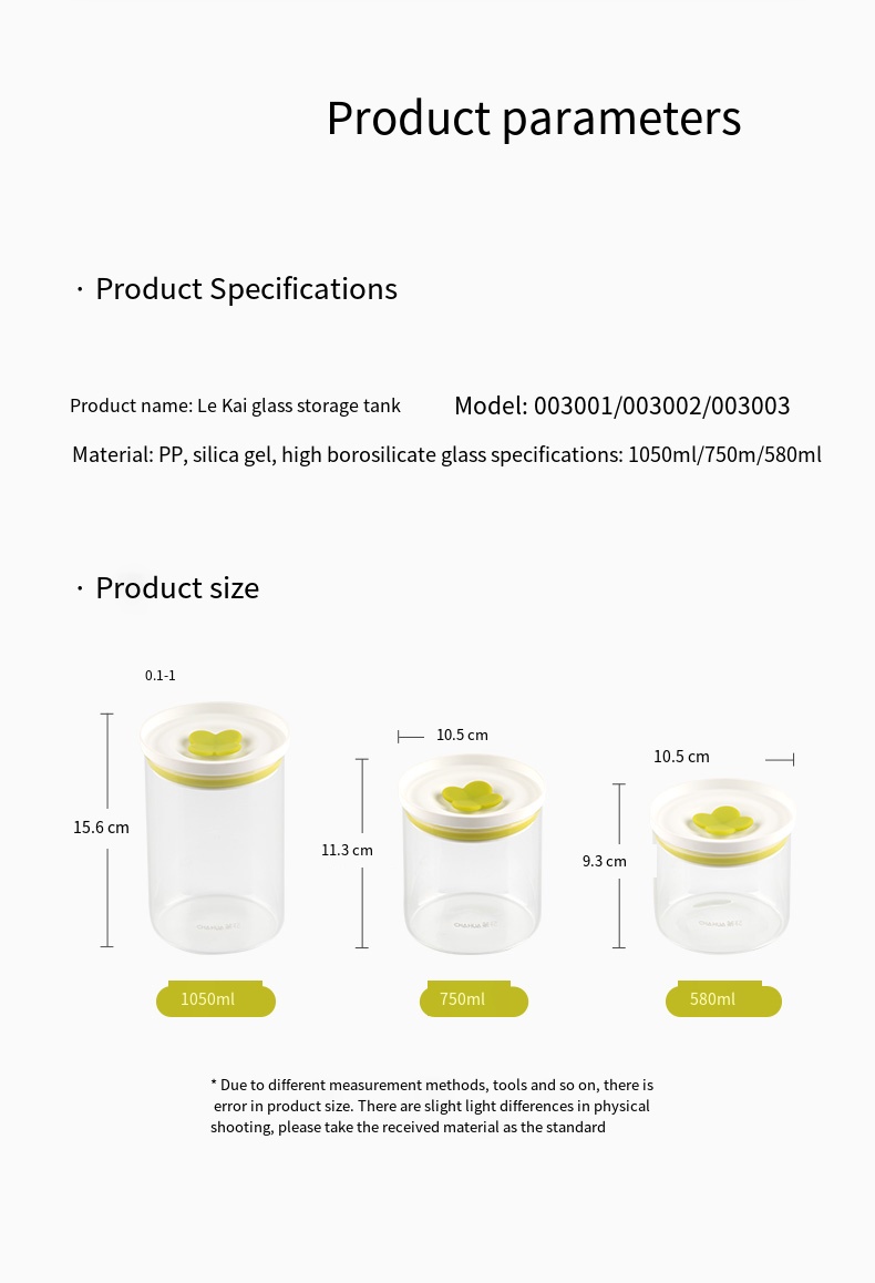 CHAHUA 580ml Stackable Air-Tight Glass Food Storage Container, Glass ...