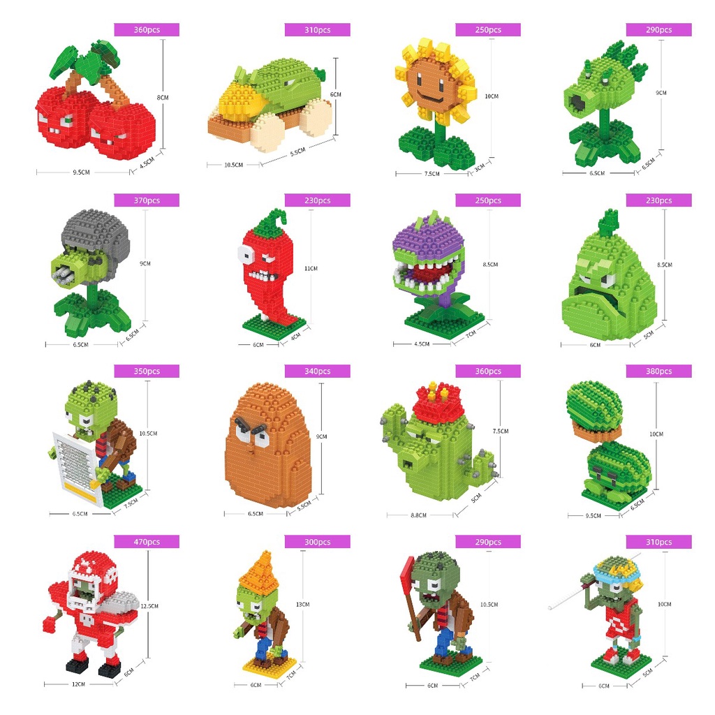 Zombie Plant Battle Puzzle Game Diamond Mini Blocks Shopee Singapore