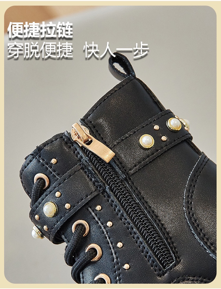 Children Ankle Boots for Girls Pearls 2023 Elegant Spring New Versatile