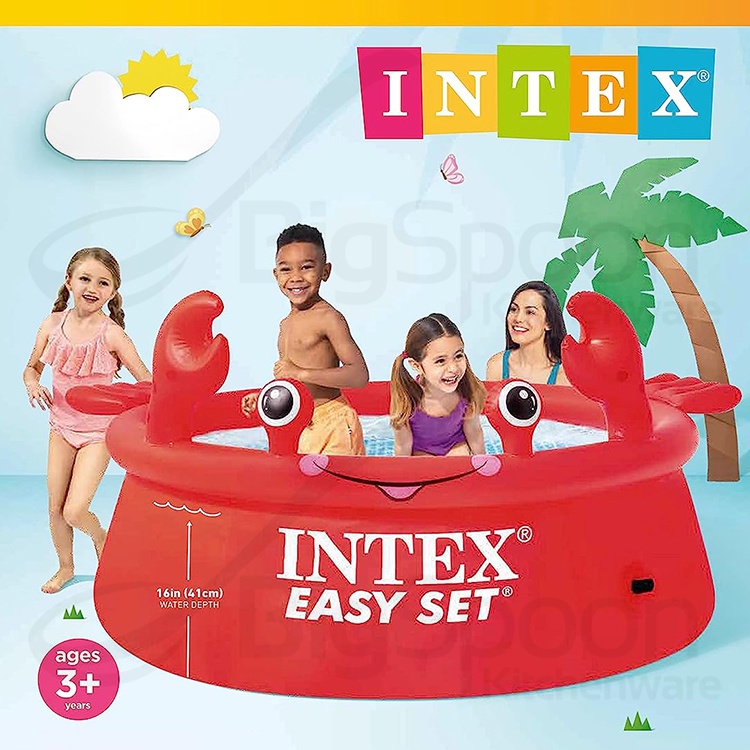 INTEX 26100 Easy Set Happy Crab Inflatable Pool 6ft | Large Family ...