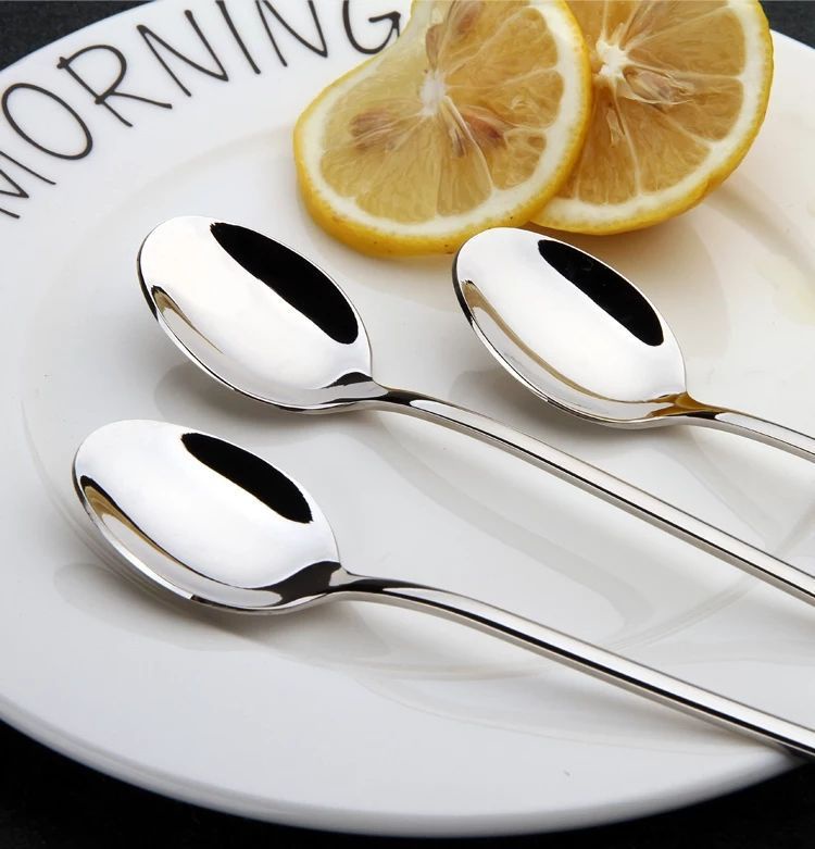 Ice spoon Stainless steel round spoon Long handle coffee mixing Korean ...