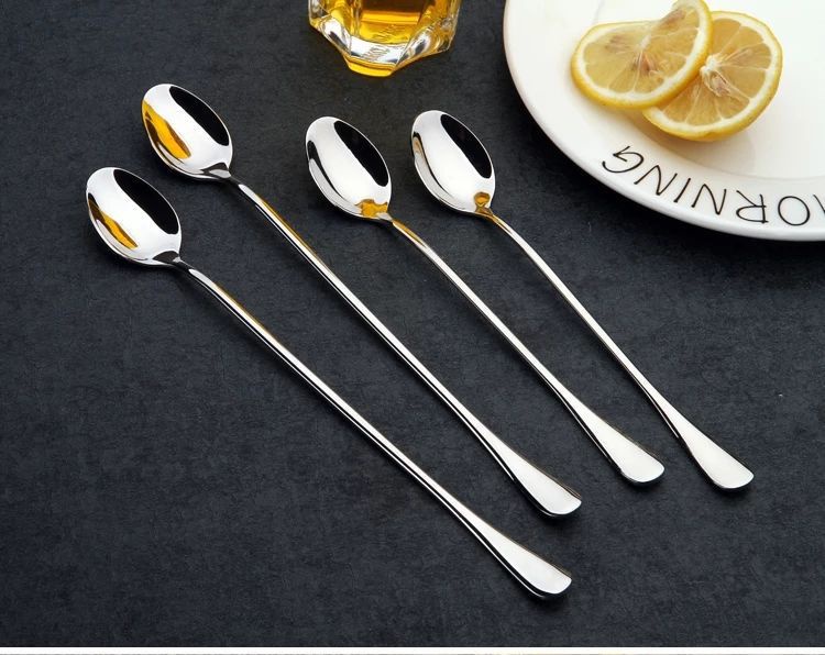 Ice spoon Stainless steel round spoon Long handle coffee mixing Korean ...