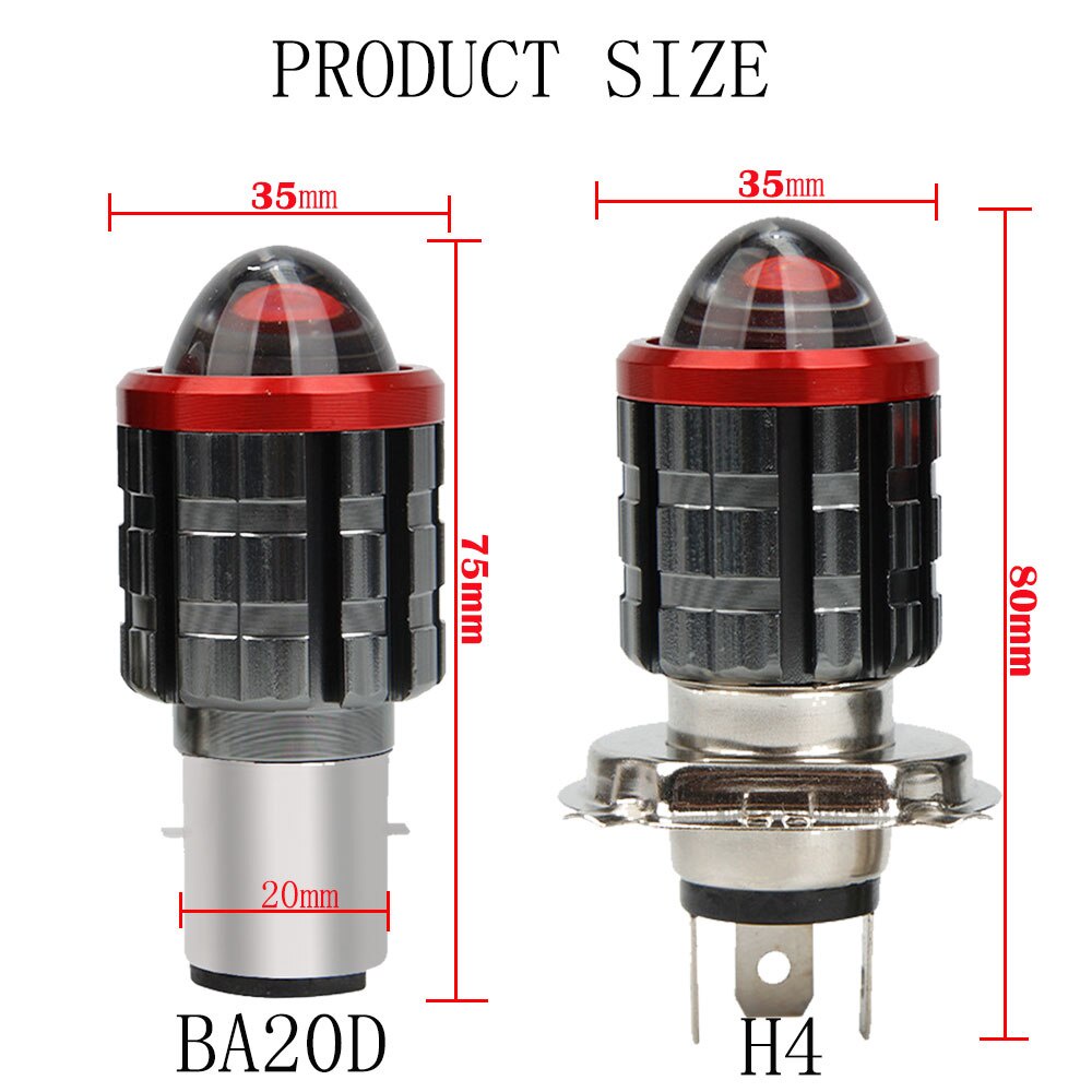 H4 HS1 LED Motorcycle Headlight Hi/Low Beam Bulb 18W 6000K White Motorbike Lamp | eBay