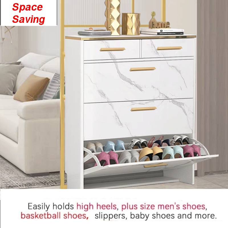 Nordic Flip Shoe Cabinet With Drawer Storage Cabinet Space Saving Shoe ...