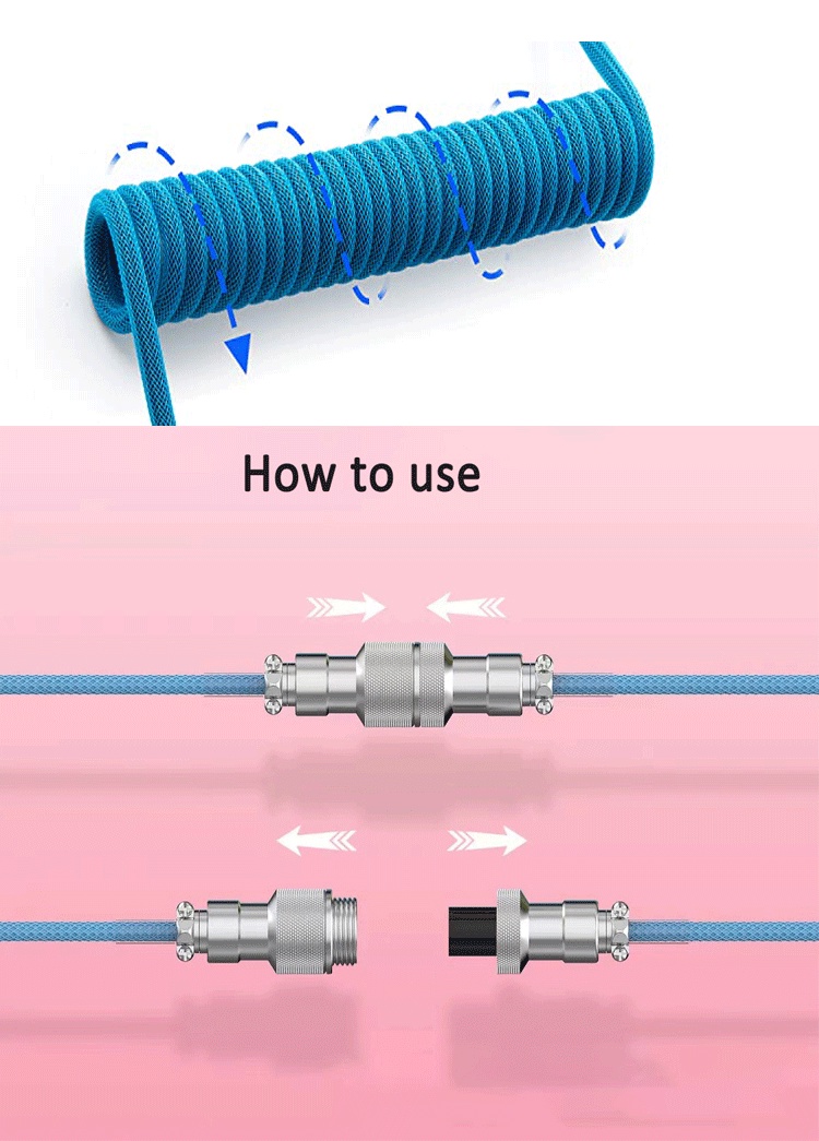 Coiled cable type C Mechanical keyboard wire USB keyboard cable ...