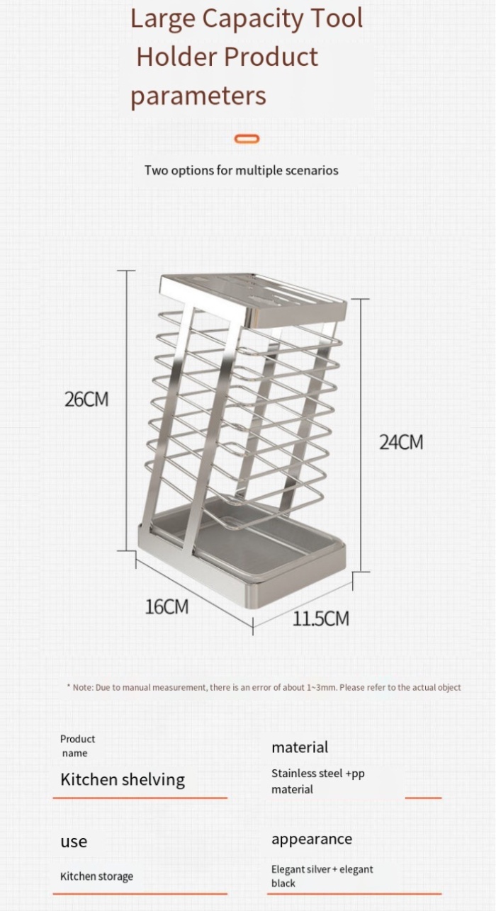 304 Stainless Steel Kitchen Knife Holder With Drain(不锈钢刀架) | Shopee ...