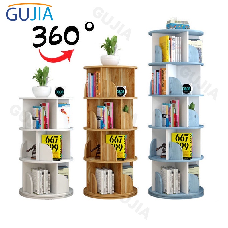 GUJIA Book Shelf BookShelf Storage MultiLevel 360° Rotational Shelve
