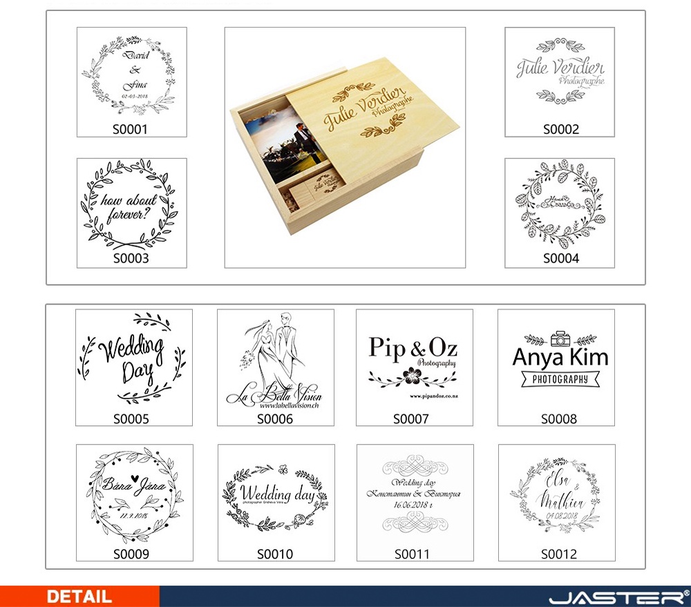 Free Logo Wooden USB Flash Drive with Box, USB 2.0 Memory