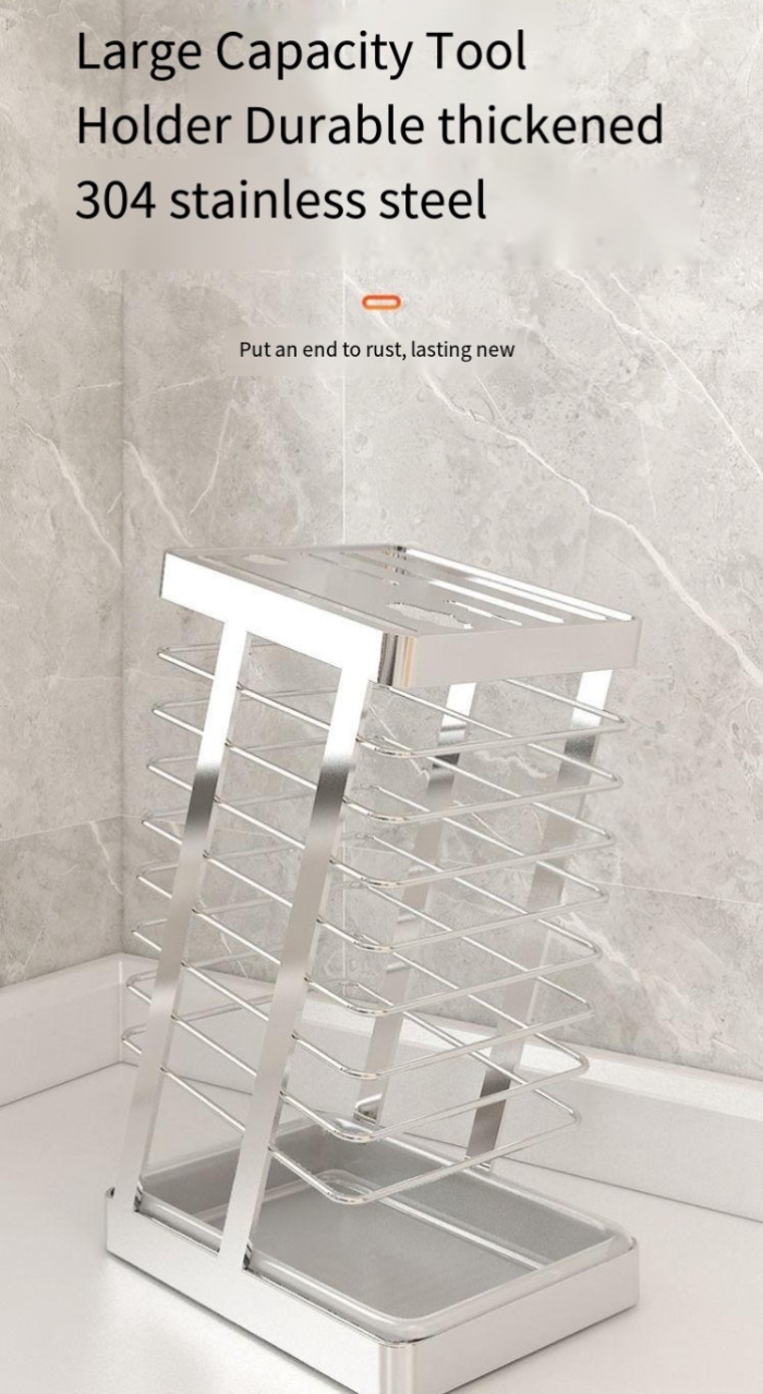 304 Stainless Steel Kitchen Knife Holder With Drain(不锈钢刀架) | Shopee ...