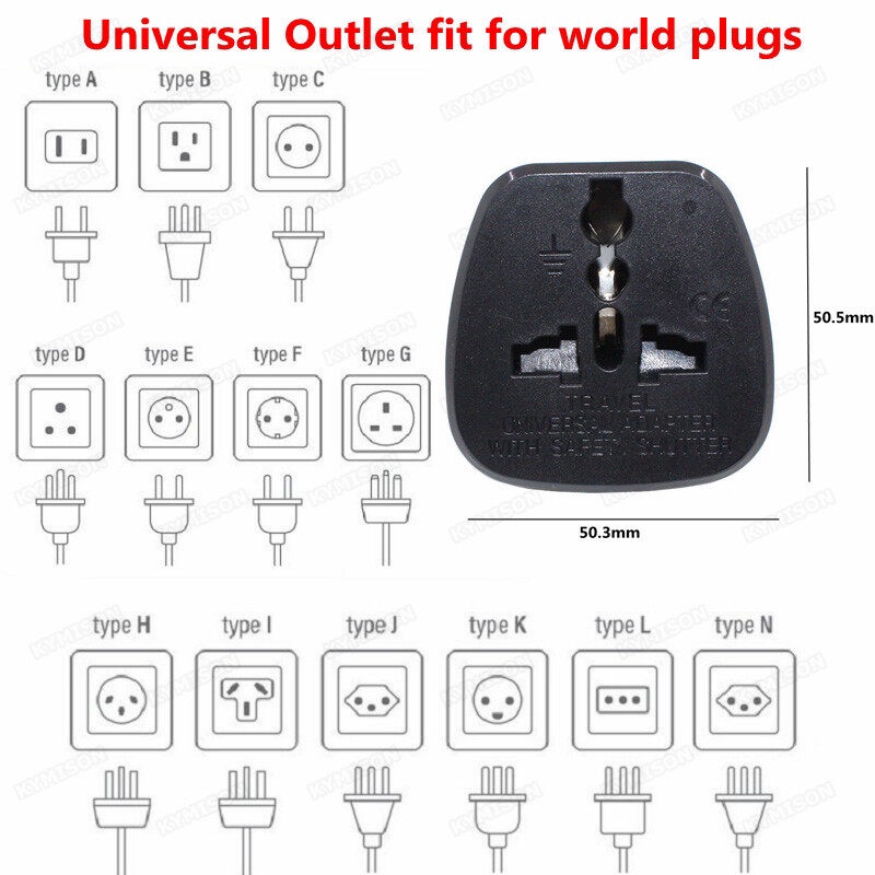 Univeraal 2 Parallel Pins Travel Adapter With Security Shutter, US AU ...