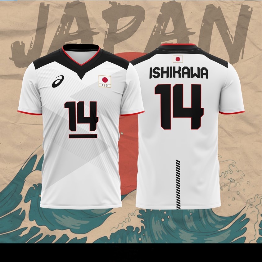 WEST JAPAN COLLEGE VOLLEYBALL 2024 Tシャツ 2024 Japan Olympic Volleyball Jersey Ishikawa Yuki No.14 Casual