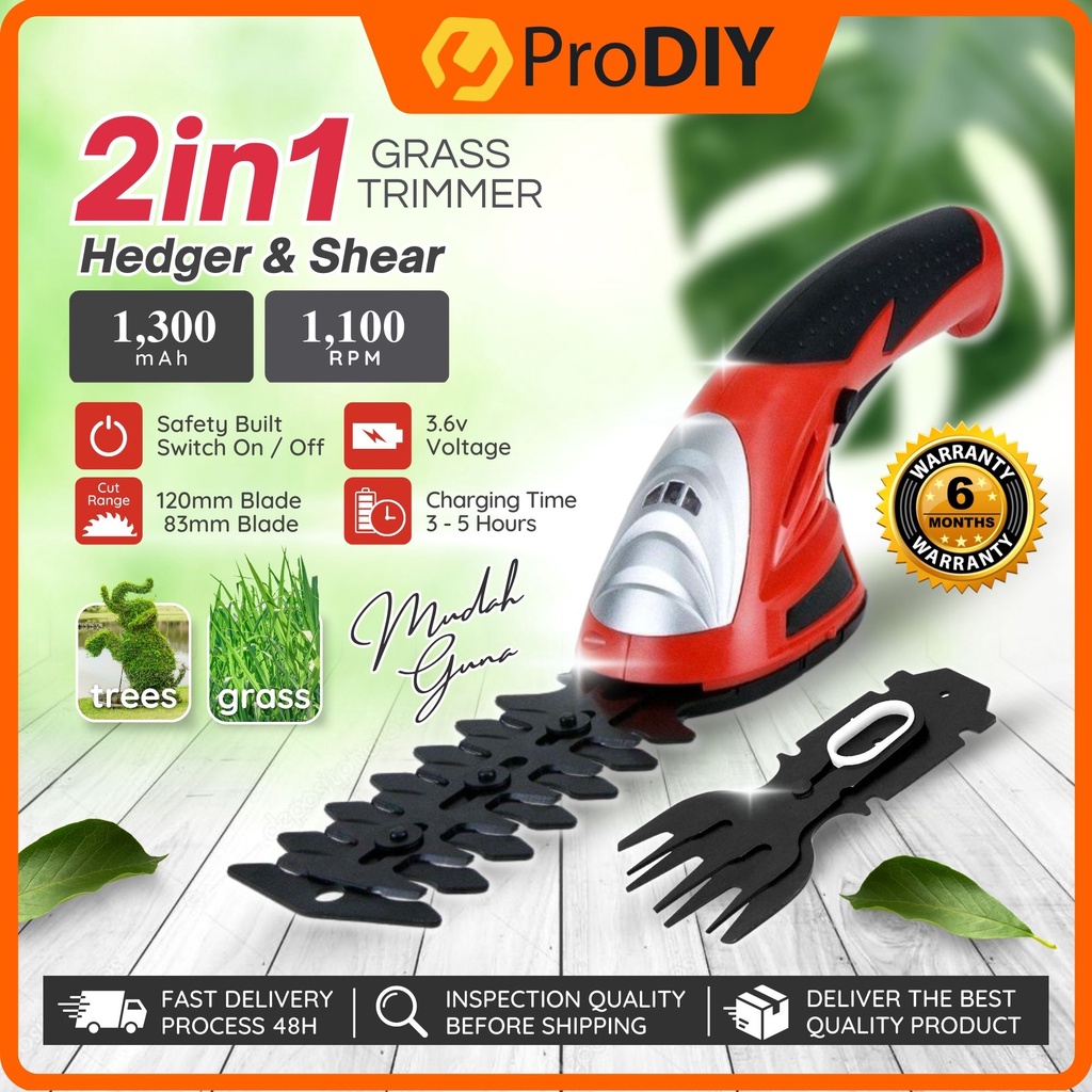 LEISCH LIFE 2 IN 1 Cordless Grass Trimmer 1100RPM Hedge & Shear