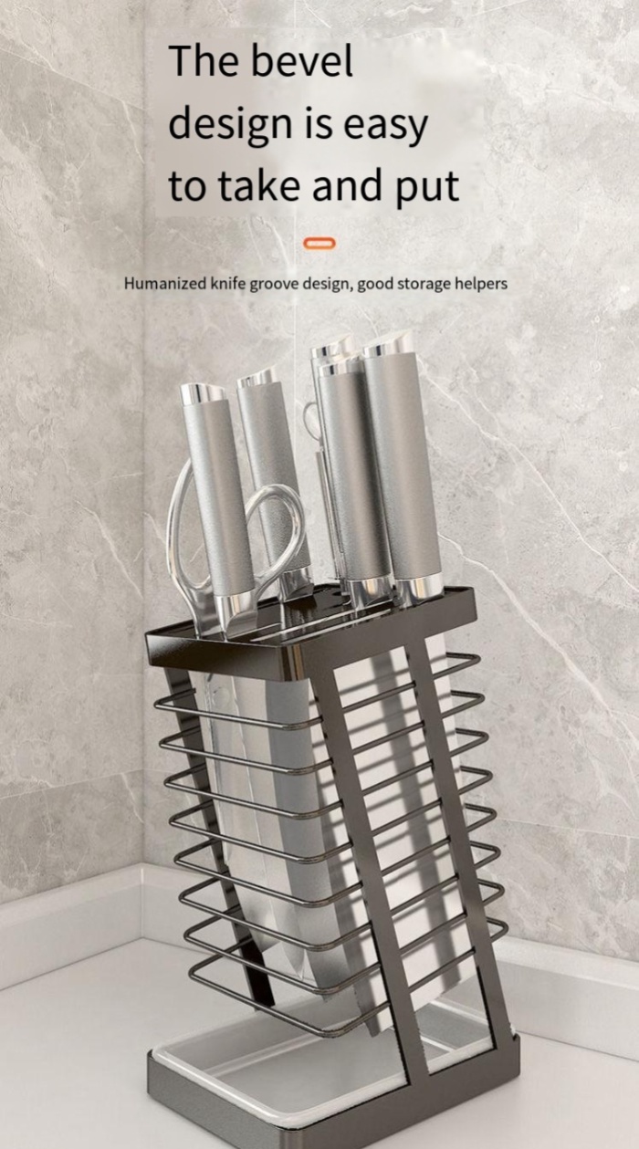 304 Stainless Steel Kitchen Knife Holder With Drain(不锈钢刀架) | Shopee ...