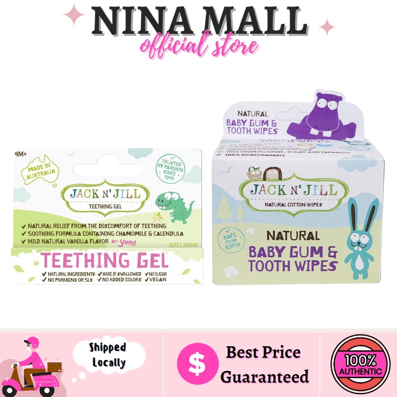 Jack & Jill Baby Gum & Tooth Wipes 25 packs Teething Gel 15g Shopee