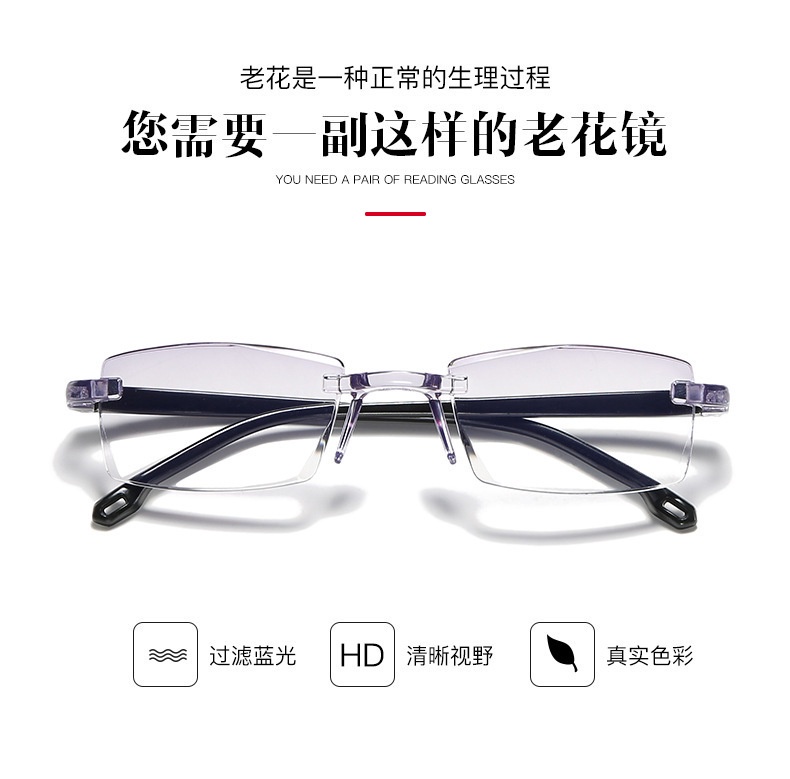 New Unisex Borderless Smart Zoom Prescribe Glasses Anti-blue Light Anti ...