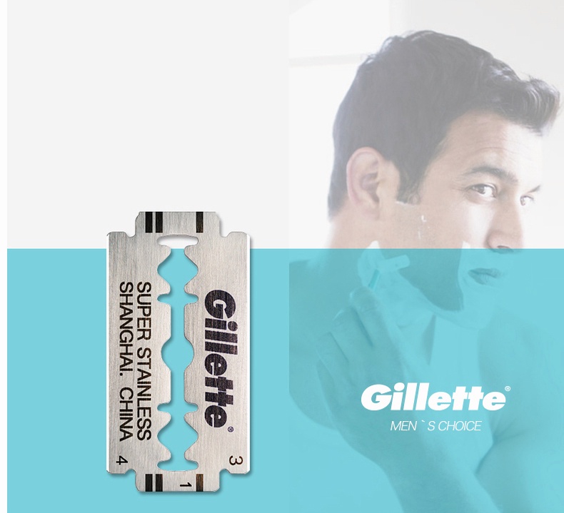 Gillette Super Blue Straight Razor Men Razor Blades Stainless Steel ...