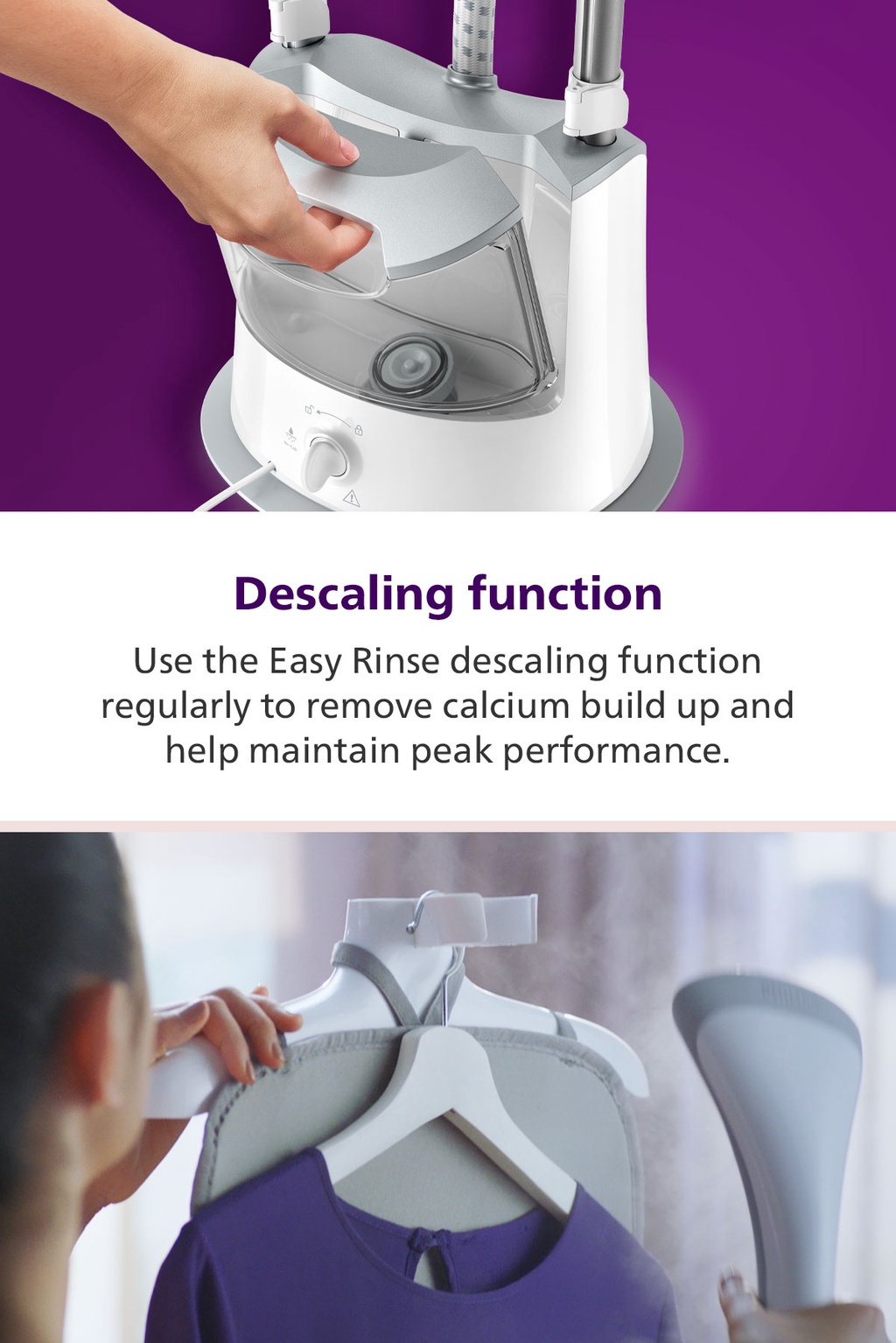 PHILIPS Easy Touch Stand Garment Steamer GC487/86, 1800W, StyleMat