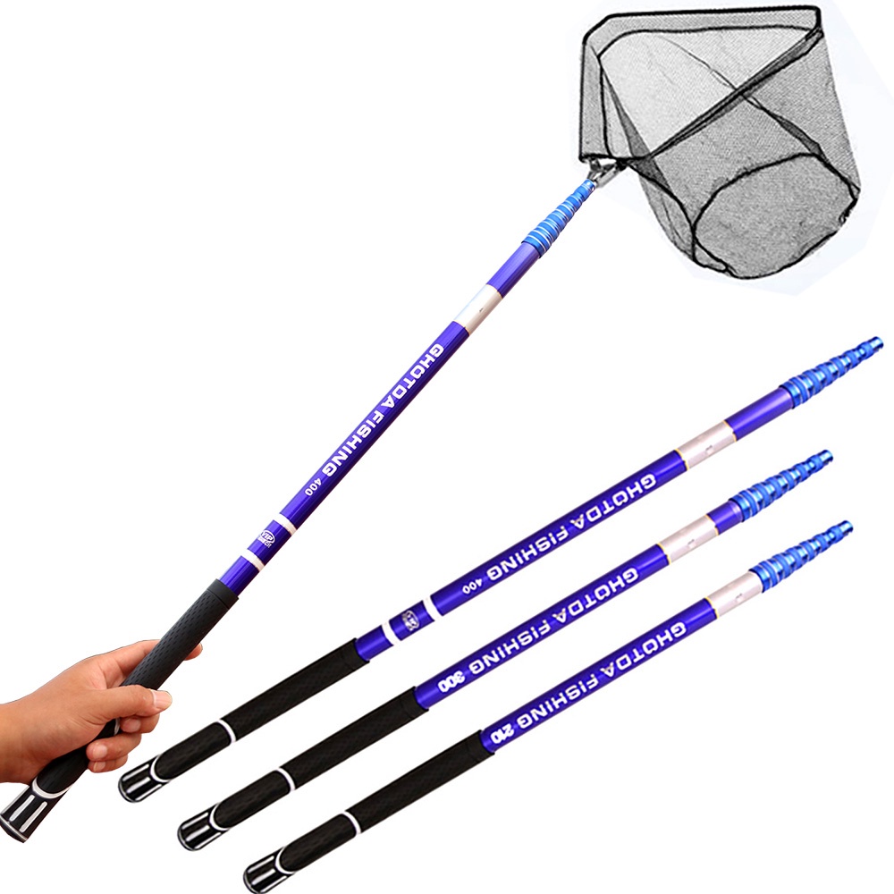 4.0/3.0/2.1m Carbon Fiber Retractable Fishing Net Telescoping Foldable ...