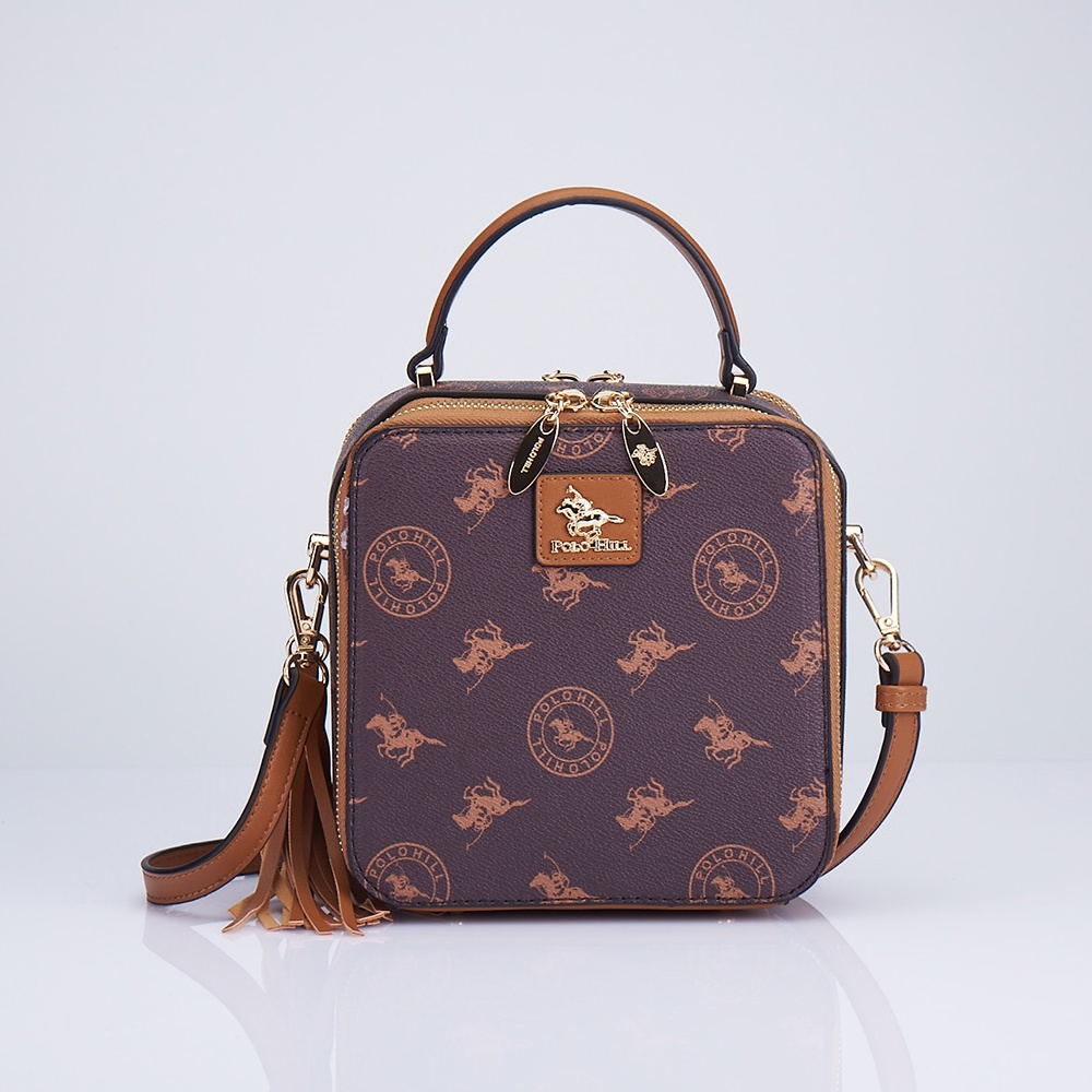 POLO HILL Ladies Monogram Dual Zip Crossbody Sling Bag PHC-HB2079