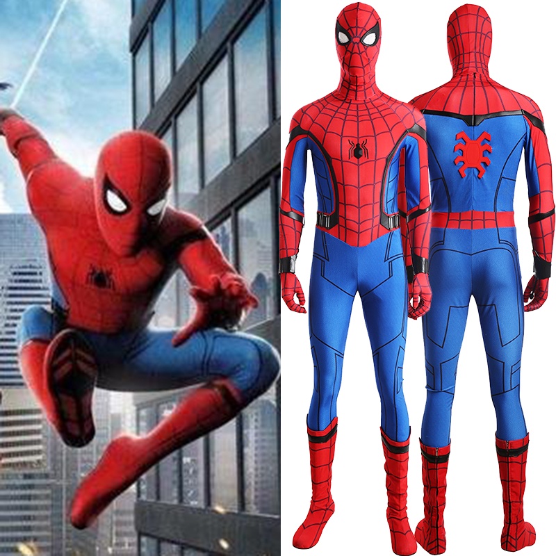 Spiderman Homecoming Spider Man Cosplay Costume Superhero Jumpsuit 3d Printed Shopee Singapore 