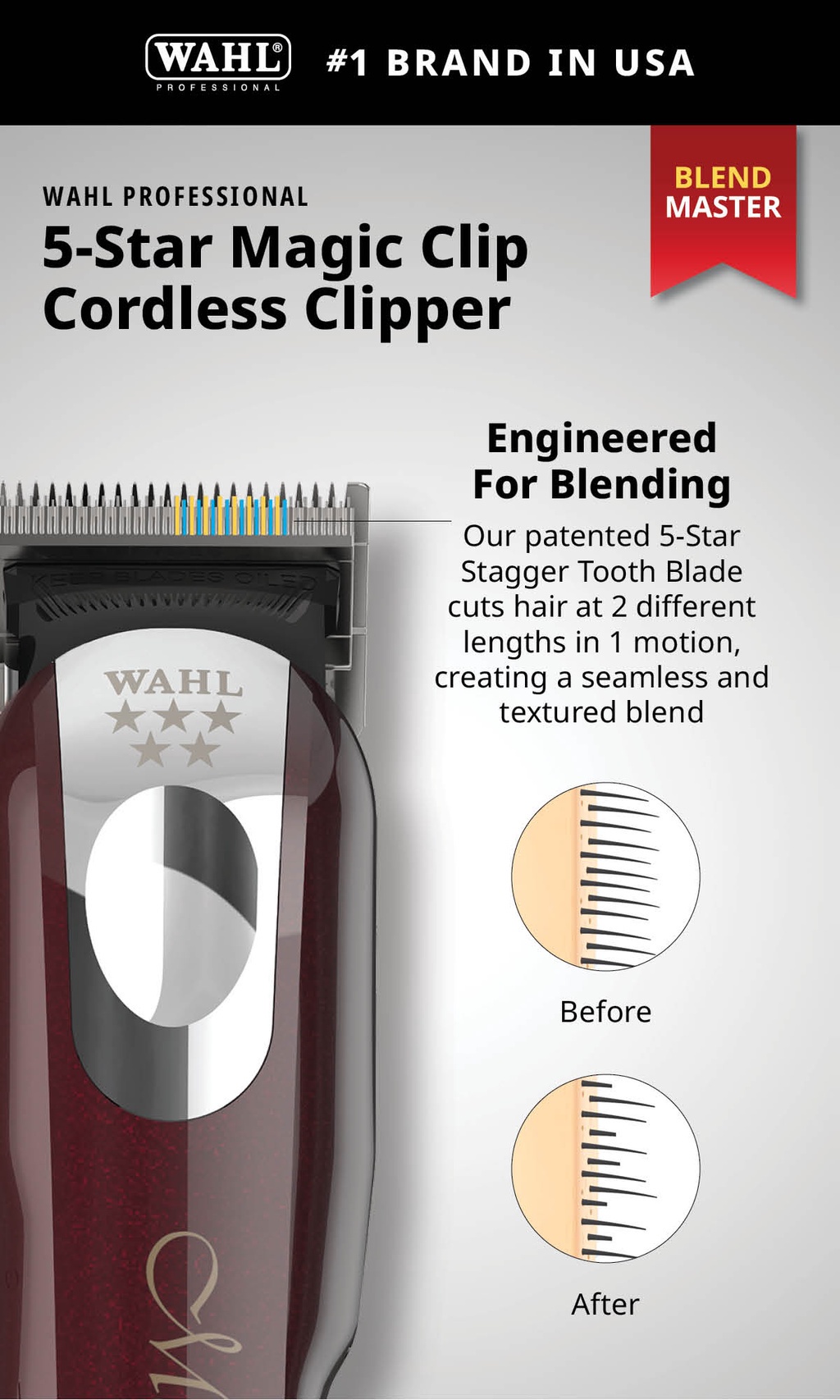 Wahl Professional 5 Star Magic Clip Cordless Clipper - Shaver, Trimmer,  Grooming Tool, Hair Cut | Shopee Singapore