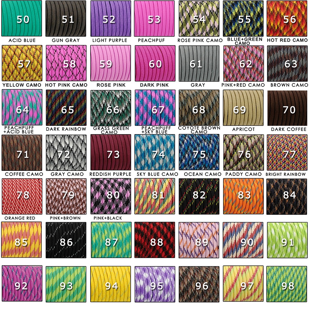 Lin01 4mm 7 Strand 550lb 25FT(7.5m) Paracord Nylon rope Multiple Colors ...